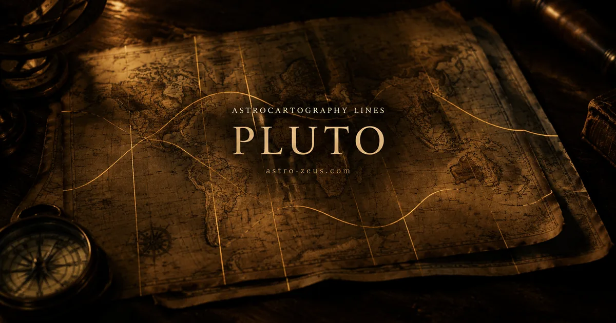 An aged map in deep shadow, raked by one low amber light, with luminous lines running across it and doubling into their own displaced shadows.