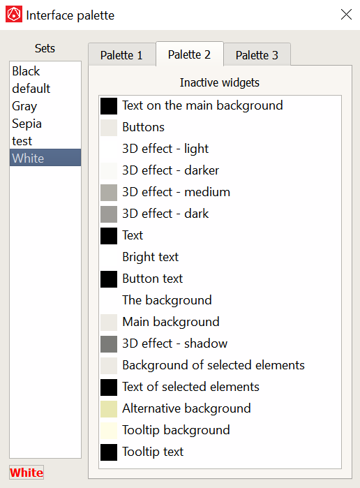 Interface palette revision