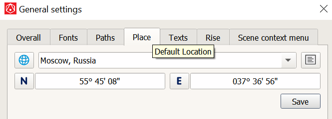 General settings - Location